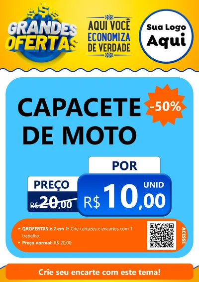 Modelo de Cartaz para Cartaz A4 Vertical com o tema Grandes Ofertas para Moto peças