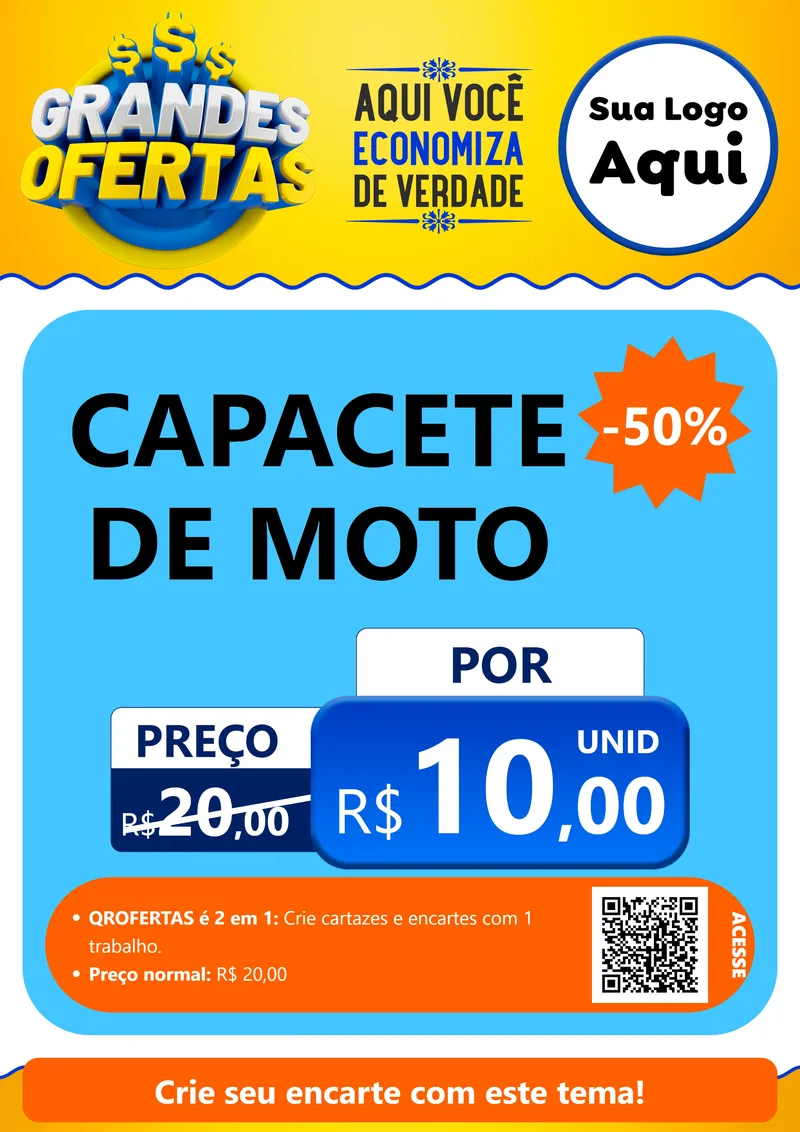 Modelo de Cartaz para Cartaz A4 Vertical com o tema Grandes Ofertas para Moto peças