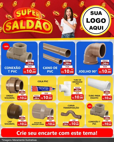Modelo de Rede Social para Feed Instagram com o tema Super Saldão para Tubos e conexões