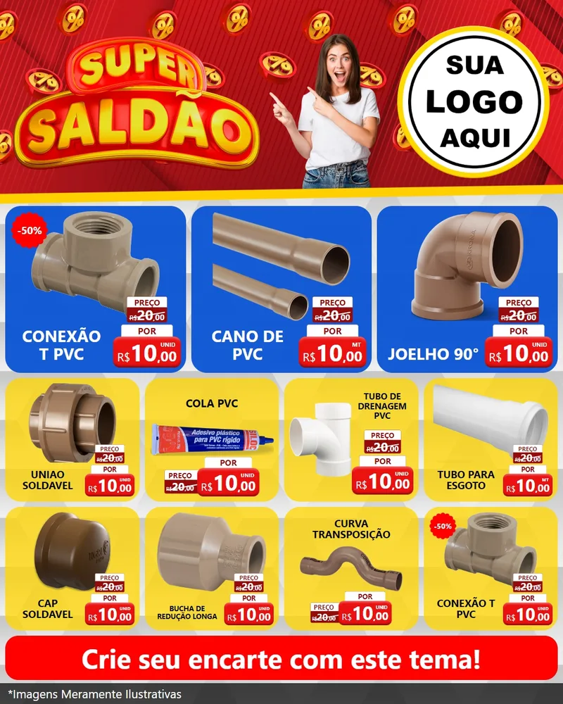 Modelo de Rede Social para Feed Instagram com o tema Super Saldão para Tubos e conexões