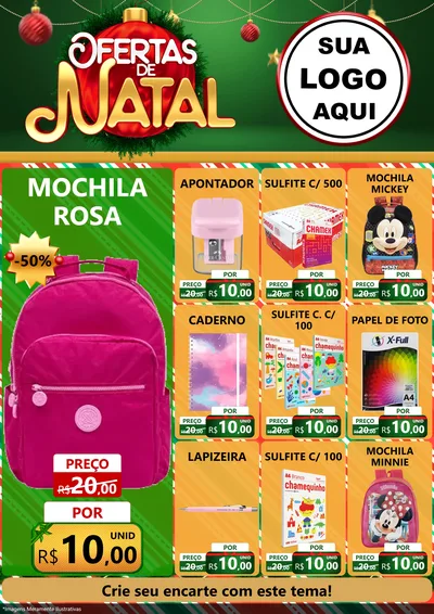 Modelo de Encarte para Encarte A4 Vertical com o tema Ofertas de Natal para Papelaria