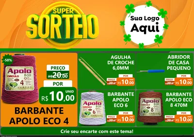 Modelo de Encarte para Encarte A4 Horizontal com o tema Super Sorteio para Armarinho e Aviamentos