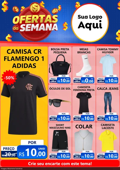 Modelo de Encarte para Encarte A4 Vertical com o tema Ofertas Da Semana para Roupas e acessórios