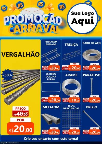 Modelo de Encarte para Encarte A4 Vertical com o tema Promoção de Carnaval para Ferragens