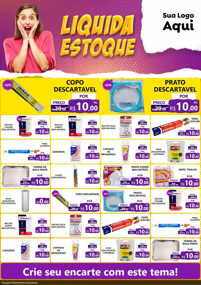 Modelo de Encarte para Encarte A4 Vertical com o tema Liquida estoque para Embalagens