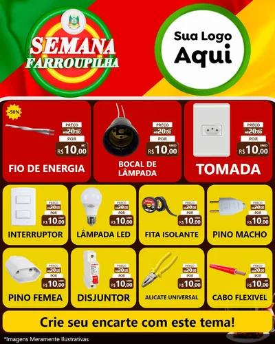 Modelo de Rede Social para Feed Instagram com o tema Semana Farroupilha para Materiais Elétricos
