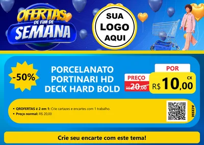 Modelo de Cartaz para Cartaz A4 Horizontal com o tema Ofertas de Fim de Semana para Pisos e revestimentos