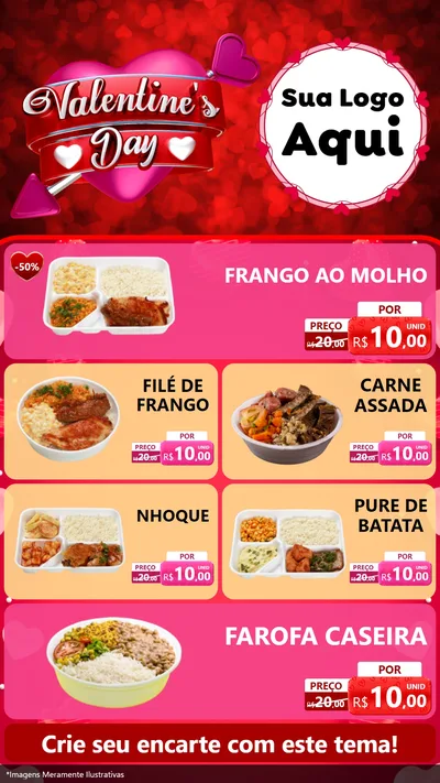 Modelo de TV para TV Vertical com o tema Valentine's Day para Restaurante