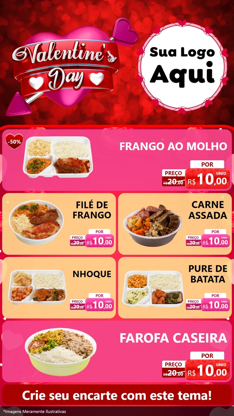 Modelo de TV para TV Vertical com o tema Valentine's Day para Restaurante