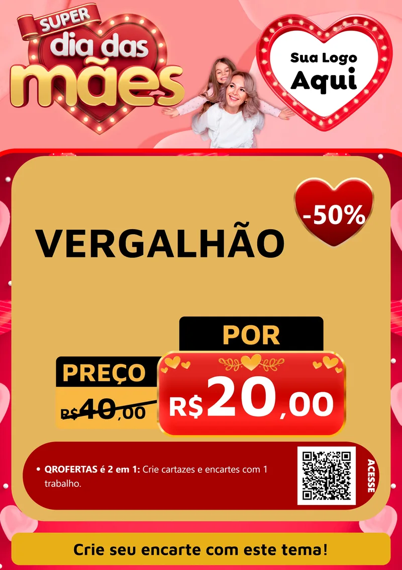 Modelo de Cartaz para Cartaz A4 Vertical com o tema Super Dia Das Mães para Ferragens