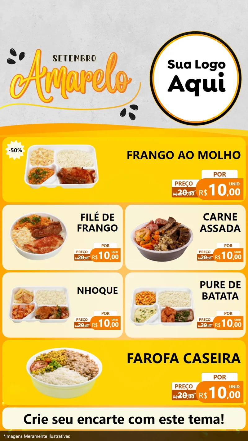 Modelo de TV para TV Vertical com o tema Setembro Amarelo para Restaurante