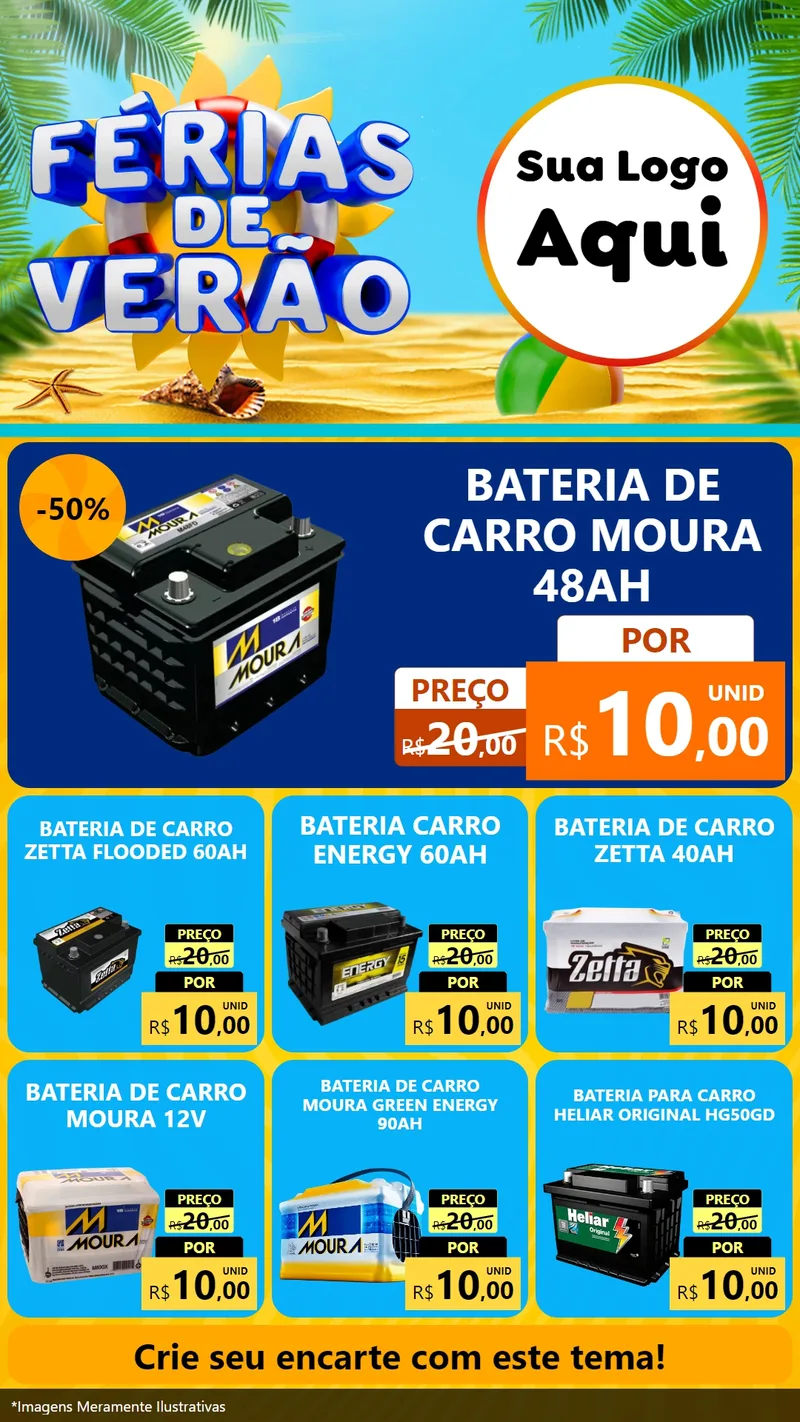 Modelo de Rede Social para Stories com o tema Férias de Verão para Baterias Elétricas