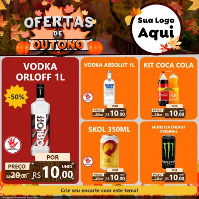 Modelo de Rede Social para Feed Facebook com o tema Ofertas de Outono para Distribuidora de bebidas