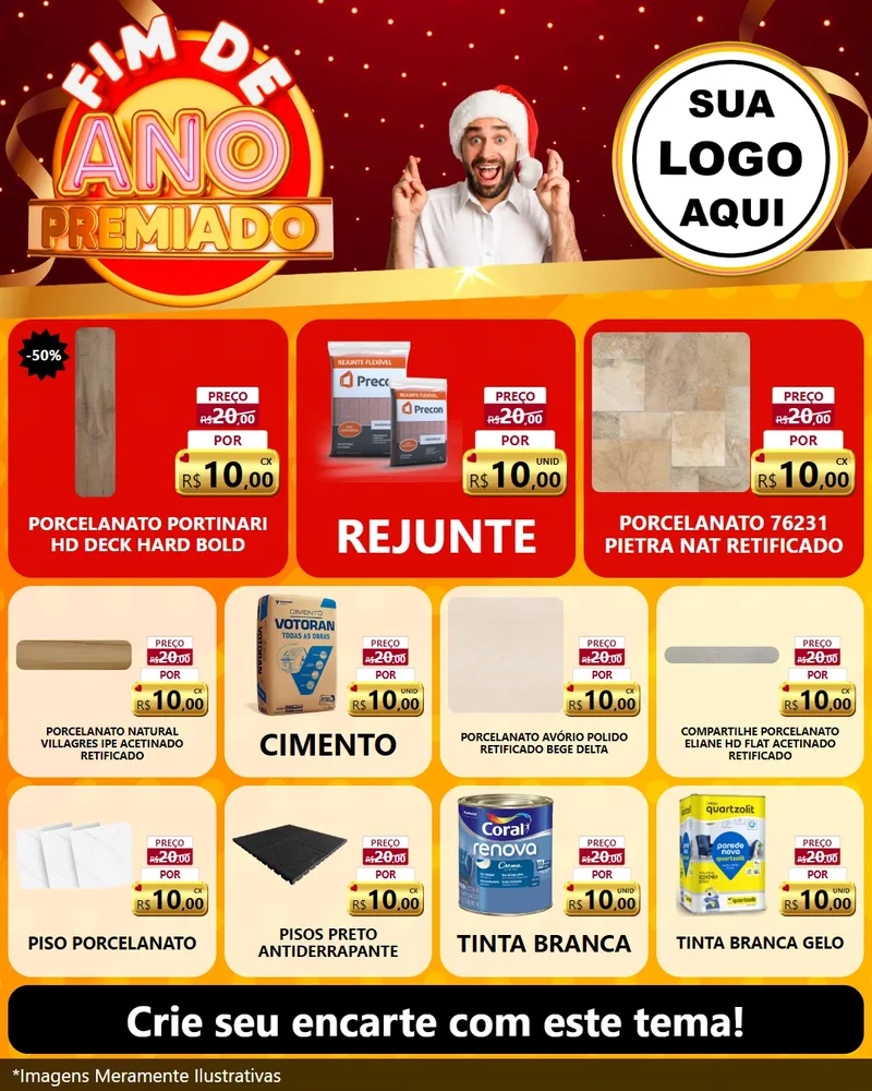 Modelo de Rede Social para Feed Instagram com o tema Fim de Ano Premiado para Pisos e revestimentos
