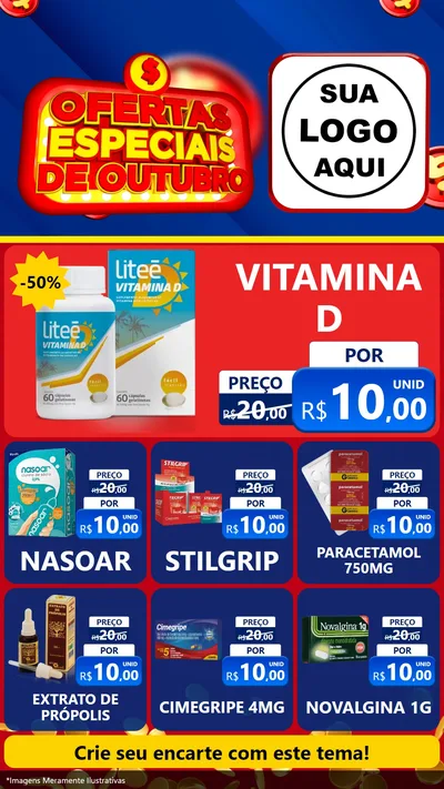 Modelo de Rede Social para Stories com o tema Ofertas Especiais de Outubro para Farmácia