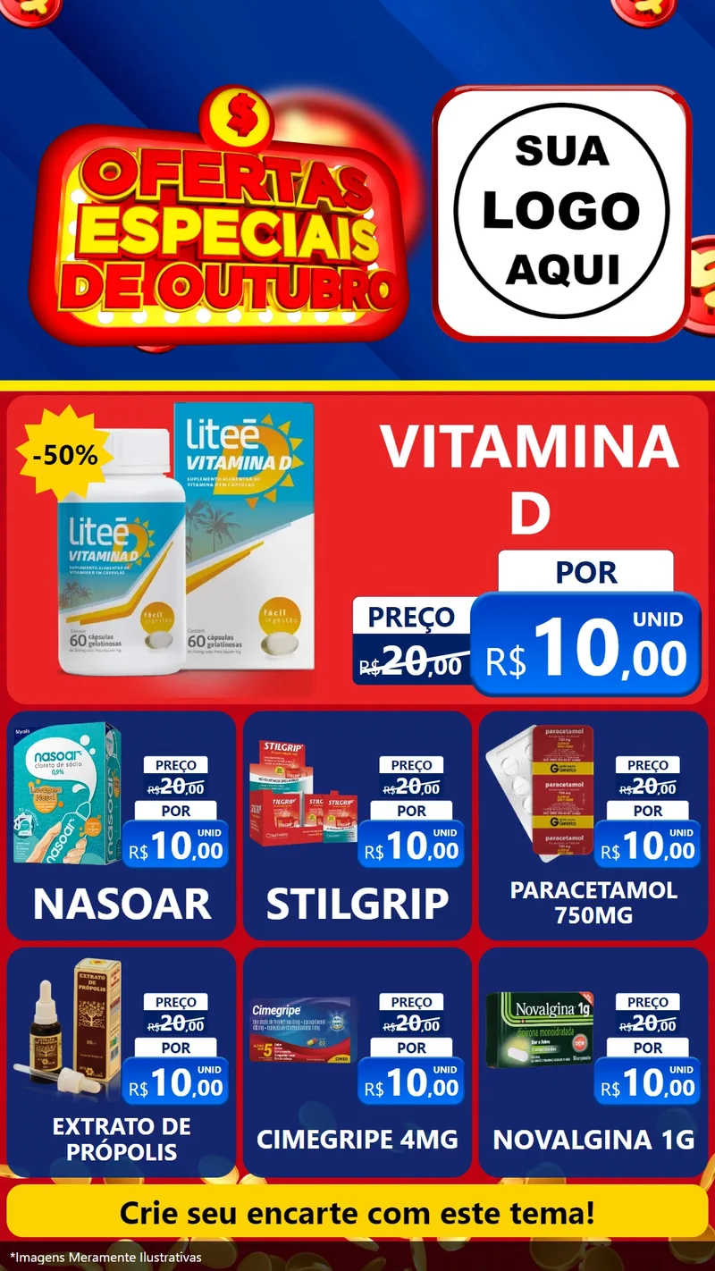 Modelo de Rede Social para Stories com o tema Ofertas Especiais de Outubro para Farmácia