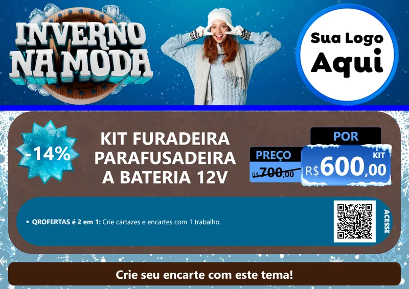 Modelo de Cartaz para Cartaz A4 Horizontal com o tema Inverno na Moda para Maquinas e Ferramentas