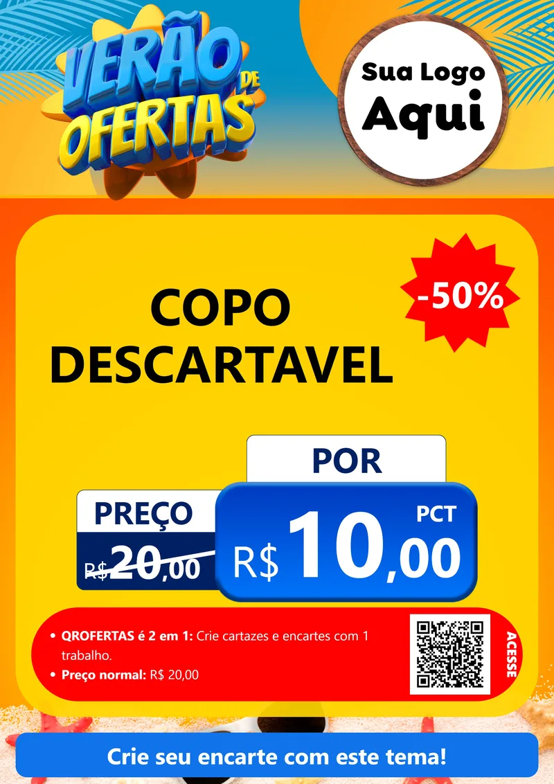 Modelo de Cartaz para Cartaz A4 Vertical com o tema Verão de Ofertas para Embalagens