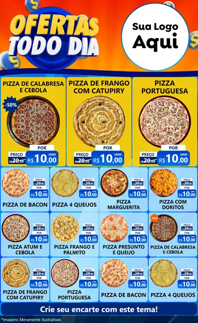 Modelo de Encarte para Encarte Grande com o tema Ofertas Todo Dia para Pizzaria