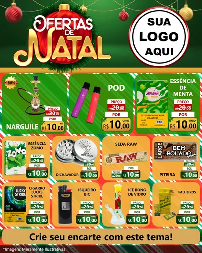 Modelo de Rede Social para Feed Instagram com o tema Ofertas de Natal para Tabacaria
