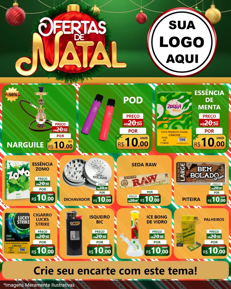 Modelo de Rede Social para Feed Instagram com o tema Ofertas de Natal para Tabacaria