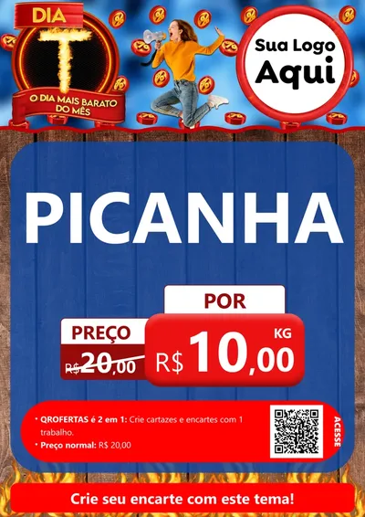 Modelo de Cartaz para Cartaz A4 Vertical com o tema Dia T - O Dia Mais Barato Do Mês para Açougue