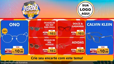 Modelo de TV para TV Horizontal com o tema Verão de Ofertas para Óticas