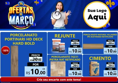 Modelo de Encarte para Encarte A4 Horizontal com o tema Ofertas de Março para Pisos e revestimentos