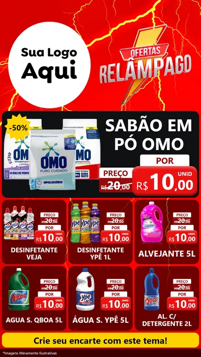 Modelo de Rede Social para Stories com o tema Ofertas Relâmpago para Produtos de Limpeza