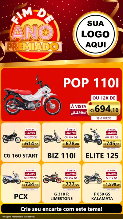 Modelo de Rede Social para Stories com o tema Fim de Ano Premiado para Concessionaria de Motos