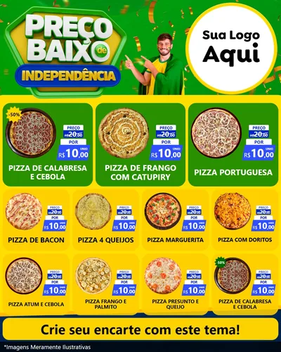 Modelo de Rede Social para Feed Instagram com o tema Preço Baixo de Independência para Pizzaria