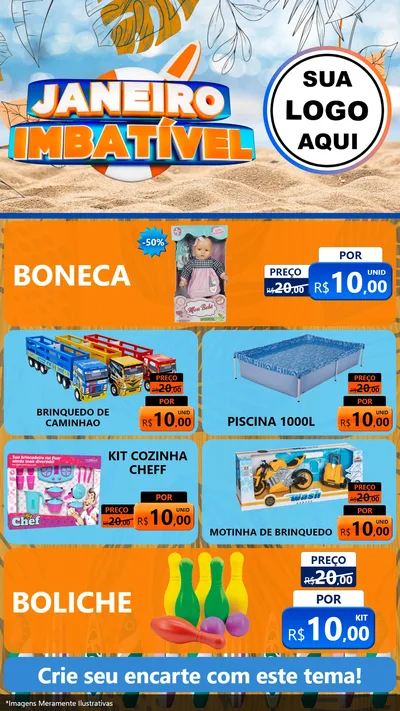 Modelo de TV para TV Vertical com o tema Janeiro Imbatível para Brinquedos