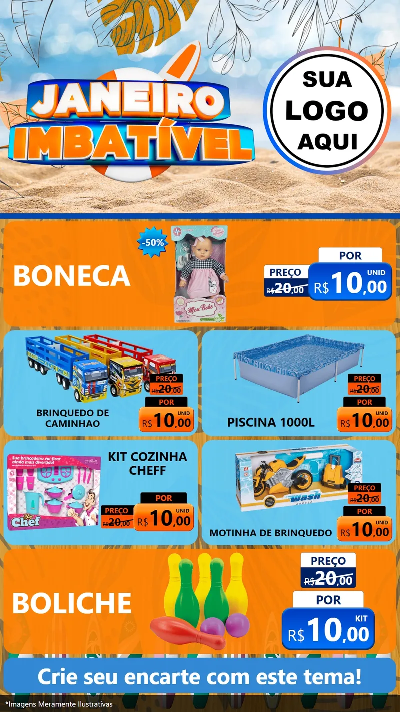 Modelo de TV para TV Vertical com o tema Janeiro Imbatível para Brinquedos