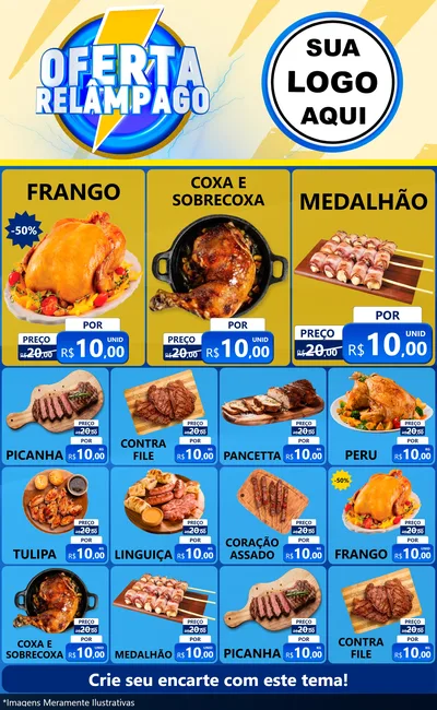 Modelo de Encarte para Encarte Grande com o tema Oferta Relâmpago para Assados