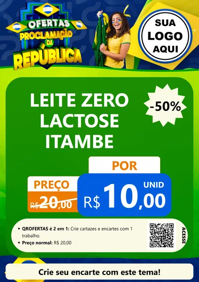 Modelo de Cartaz para Cartaz A4 Vertical com o tema Ofertas Proclamação da República para Frios e Laticínios