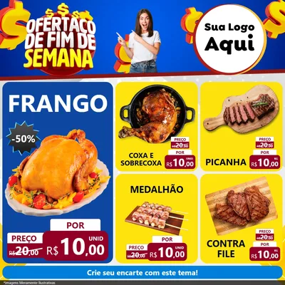 Modelo de Rede Social para Feed Facebook com o tema Ofertaço de Fim de Semana para Assados