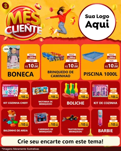 Modelo de Rede Social para Feed Instagram com o tema Mês do Cliente para Brinquedos