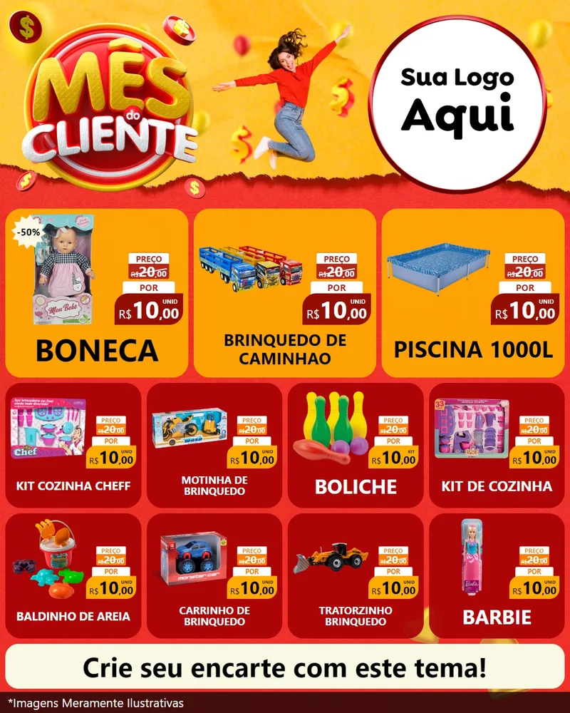 Modelo de Rede Social para Feed Instagram com o tema Mês do Cliente para Brinquedos