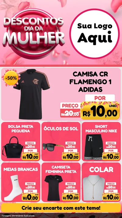 Modelo de Rede Social para Stories com o tema Descontos Dia da Mulher para Roupas e acessórios