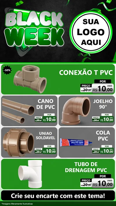 Modelo de TV para TV Vertical com o tema Black Week para Tubos e conexões