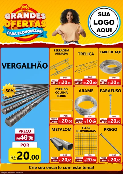 Modelo de Encarte para Encarte A4 Vertical com o tema Grandes Ofertas Para Economizar! para Ferragens