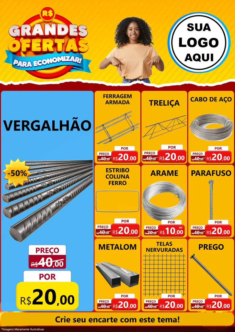 Modelo de Encarte para Encarte A4 Vertical com o tema Grandes Ofertas Para Economizar! para Ferragens