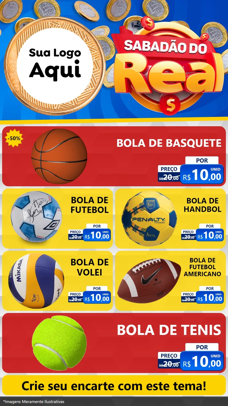 Modelo de TV para TV Vertical com o tema Sabadão do Real para Artigos Esportivos