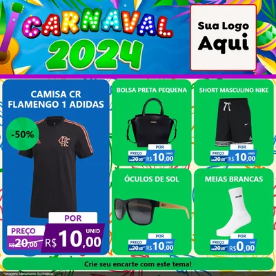 Modelo de Rede Social para Feed Facebook com o tema Carnaval 2027 para Roupas e acessórios