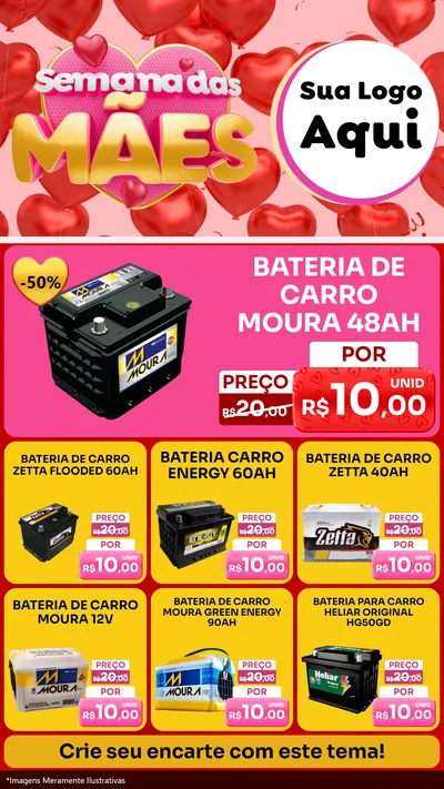 Modelo de Rede Social para Stories com o tema Semana Das Mães para Baterias Elétricas