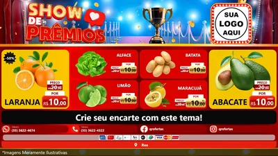 Modelo de TV para TV Horizontal com o tema Show de Prêmios para Hortifrúti