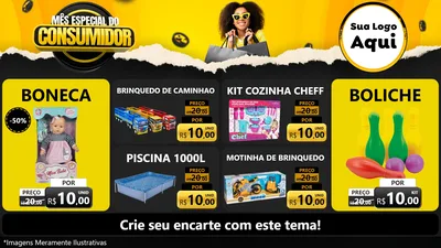 Modelo de TV para TV Horizontal com o tema Mês Especial do Consumidor para Brinquedos