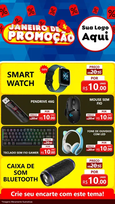 Modelo de TV para TV Vertical com o tema Janeiro de Promoção para Informática
