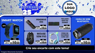 Modelo de TV para TV Horizontal com o tema Promoção de Aniversário - 25 Anos para Informática