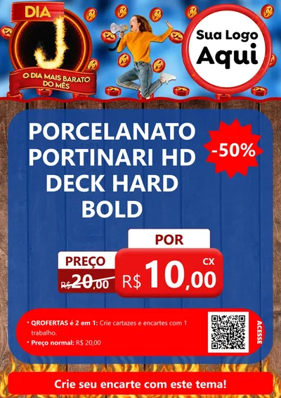 Modelo de Cartaz para Cartaz A4 Vertical com o tema Dia J - O Dia Mais Barato Do Mês para Pisos e revestimentos
